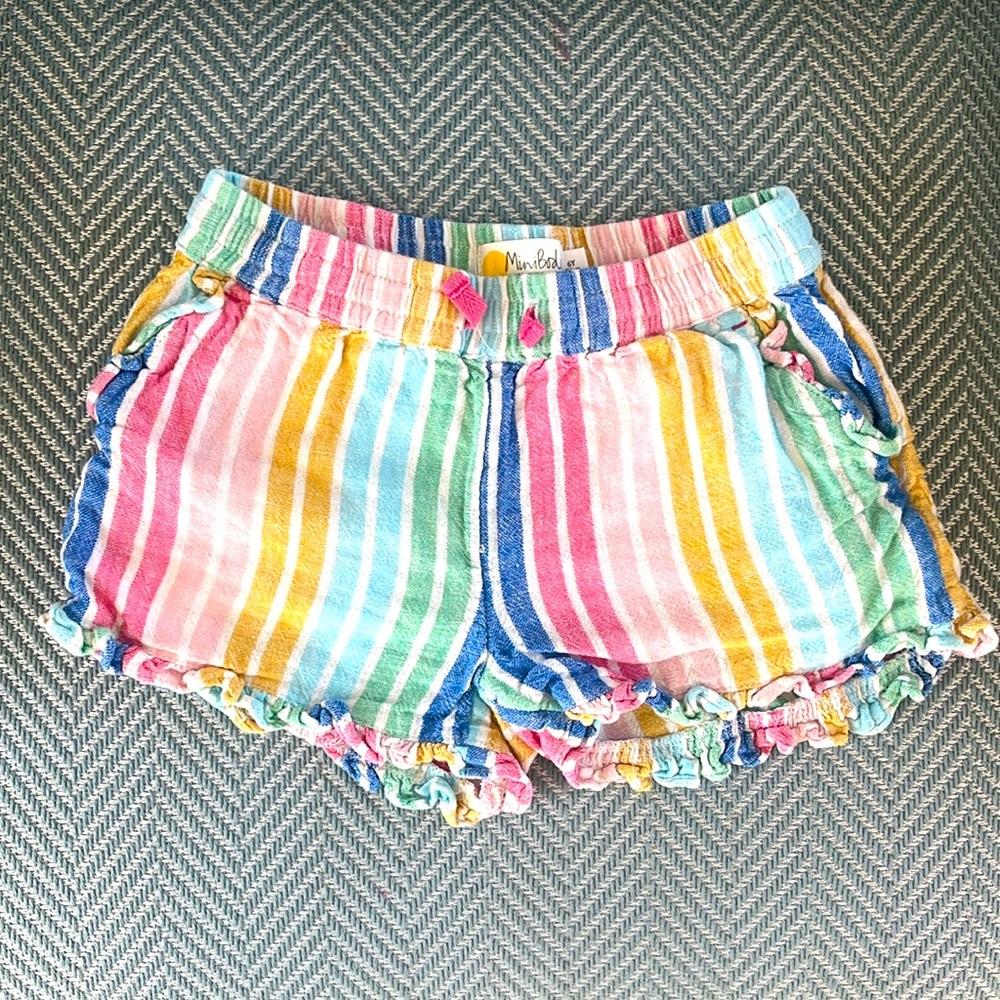Mini Boden rainbow stripe shorts